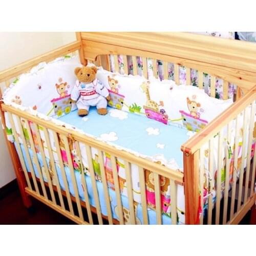6PCS Baby Cot Bedding Sets,bed linen cotton baby bumper, juego de cama crib set free shipping(bumpers+sheet+pillow cover)