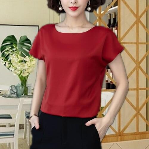 Korean Womens Shirt Chiffon Blouses for Women Short Sleeve Shirt Female Top O-neck Lace Blouse Top Female 2021 Woman Blouses OL