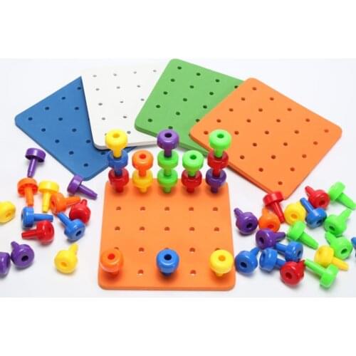 Creative Kids Early Learning Nail Building Block Stacking Peg Board Set Toddlers Early Education Toys For Kids Birthday Gifts