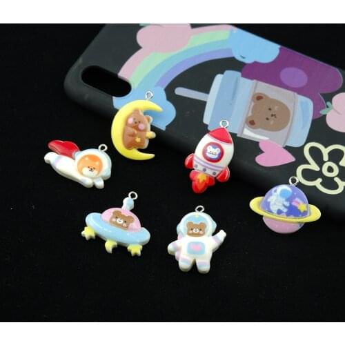Cute Astronaut Set Charms For Bracelets Key Chain Earring Jewelry Making DIY Craft Pendants Handmade Dollhouse