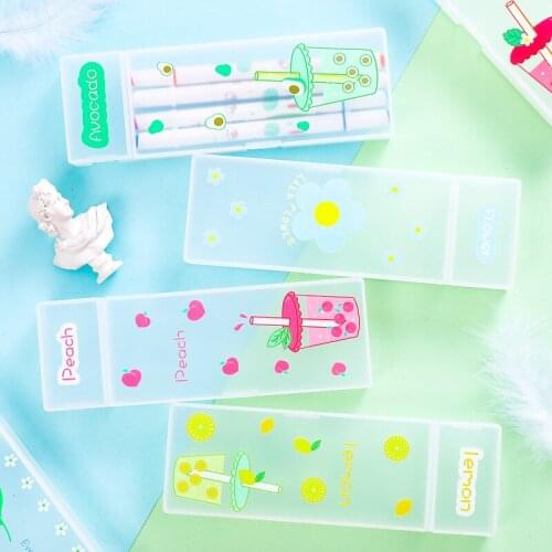 Cute Lonf Transparent Solid Color Pencil Box Case Pp Storage Pen Box for School Student Kids Gift
