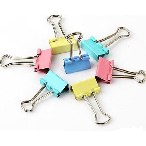 Fashion 10Pcs/Lot Paper Colorful Metal Long Tail Clips 15mm Binder Clip Stationery Folder Office Study Family Learning Tools HOT