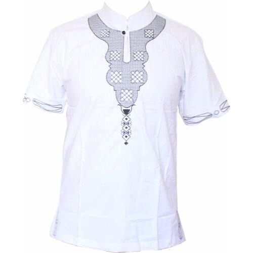 Dashiki Embroidery T-shirt White African Fashion Mens Unique High Quality Design Muslim Cool Outfit Tops