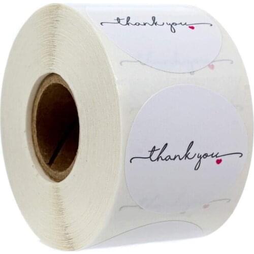 50-500pcs Round White paper label sticker thank you sticker scrapbook 1 inch wedding envelope seal handmade stationery sticker