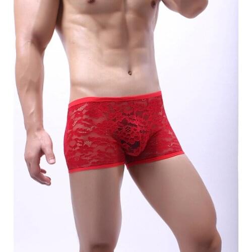 New Sexy Lace Boxer Men Underwear Mens Boxers Shorts Hombre Male Calzoncillo Cueca Masculina Boxershorts Size M-2XL Underpants