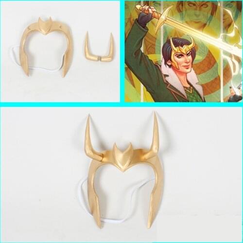 New Loki Laufeyson Loki Odinson Cosplay Horns Mask Golden Helmet Horns Headwear Hairwear Cosplay Props Accessories Halloween
