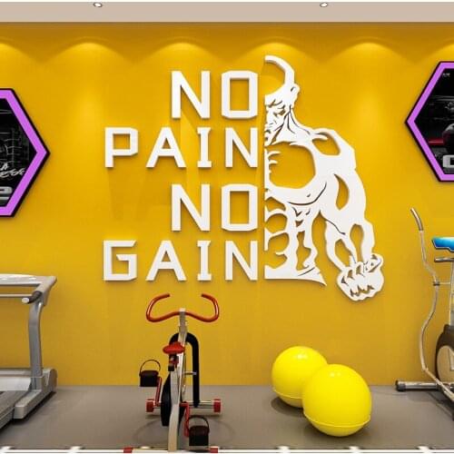 New Arrival Acrylic Wall stickers for Gym Inspirational Slogans in Sports Venues Home decor Creative Background Wall Decoration