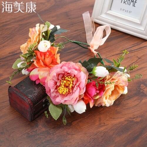 Haimeikang Headbands Simulation Flower Wreath Wedding Garland Headpiece Crown Kids Girl Women Floral Headdress Hair Accessories