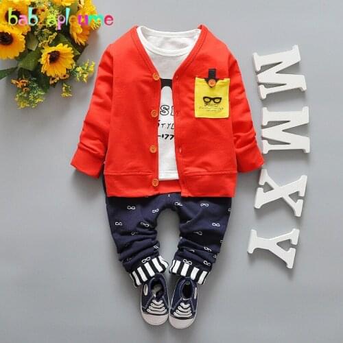 Baby Boy Clothes Casual Children Clothing Kids Long Sleeve Cardigan Jacket+T-Shirt+Pant 3pcs Set Toddler Tracksuit Autumn BC1323