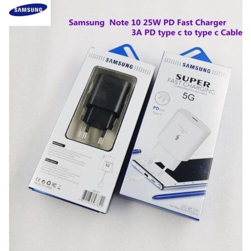 Original Samsung Note 20 10 Super Fast Charger Cargador 25W EU Power Adapter For Galaxy S20 Plus S20FE A90 A80 A91 Type C Cable