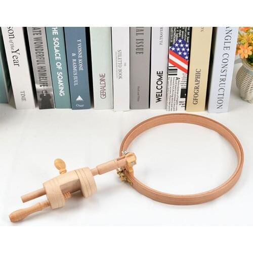 Adjustable Embroidery Hoop Holder Stand Wood DIY Rotate Cross Stitch Fixed Scroll Ring Frame Portable Needlework Tools 25cm