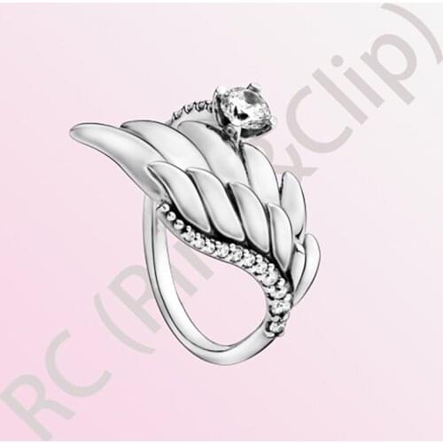 Luxury Authentic 100% 925 Sterling Silver Women Rings Sparkling Angel Wing Rings for women Engagemen Anniversary DIY Jewelry
