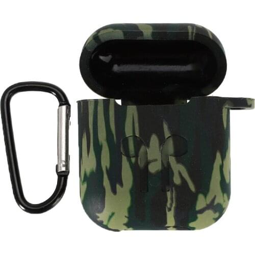 For Airpods Silicone Skin Case Camouflage Earphone Case Shockproof Protector Cover With Carabiner For Apple Airpods Accessories