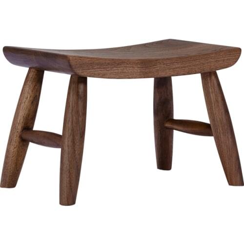 Nordic Minimalist Shoe Changing Stool Black Imported Walnut Solid Wood Curved Small Bench Mini Chair For Kids High Quality