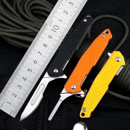 Mini Titanium Alloy G10 Scalpel Folding KnifeFast Open Medical Fold Knife EDC Outdoor Unpacking Pocket Knife With 10pcs Blades