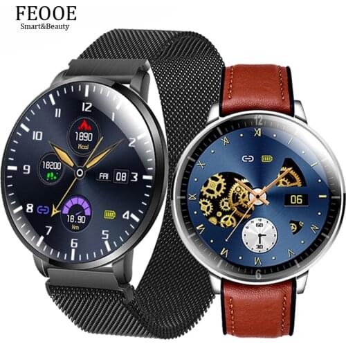 FEOOE Full Round Screen Smart Watch Classic Design Heart Rate Blood Pressure Monitor Business Smartwatch IP68 Waterproof YD