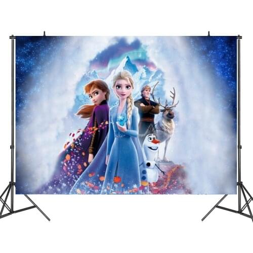 Disney Frozen 2 Elas Anna Princess Happy Birthday Party Decorations Background Cloth Anime Figures Cartoon Theme Kids Toys Gifts
