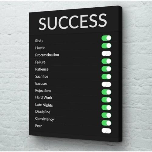 Success Inspirational Quotes Canvas Painting Motivational Letter Wall Art Posters and Prints Picture for Bedroom Office Decor