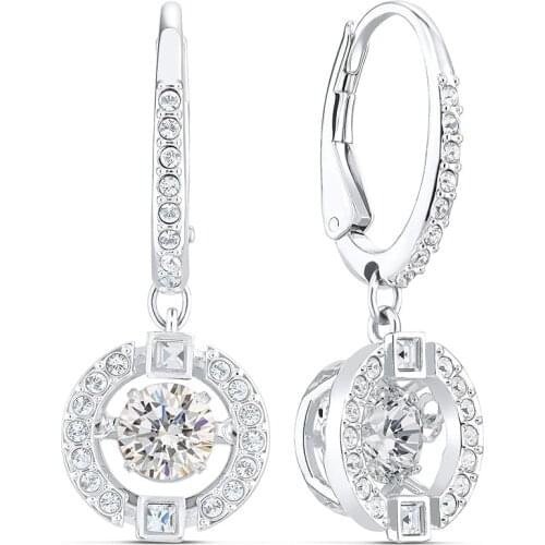 Huitan Silver Color Hanging Earrings Women Brilliant Cubic Zirconia Engagement Dangle Earrings High Quality Fashion Jewelry 2021