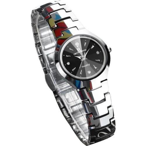 Tungsten Stainless Steel Small Size Applied 3D index Diamond Hour Marker Fashion Women Watches jam tangan wanita