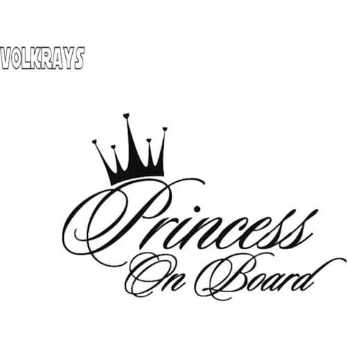 Volkrays Personality Car Sticker Princess on Board Funny Text Accessories Reflective Waterproof Fashion Vinyl Decal,9cm*15cm