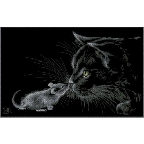 Cat and mouse cross stitch package animal 18ct 14ct 11ct black cloth cotton thread embroidery DIY handmade needlework