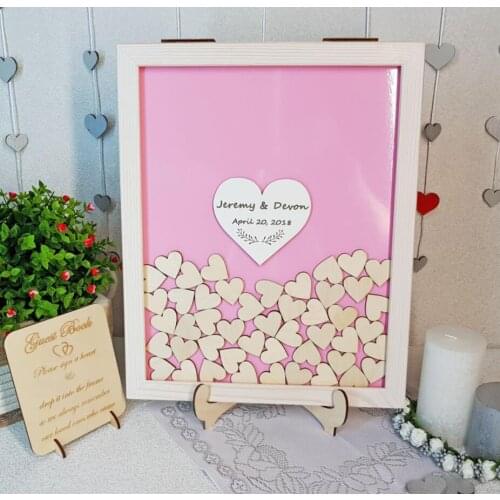 Custom pink Wedding Guest Book Alternative Guest Book Personalized Drop Top box birthday baby shower Guestbook Sign Memory Box