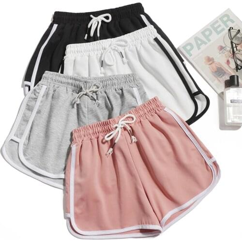 2021 Womens Shorts Summer Casual Sports Sweatpants Beach Short Pants Female Loose Elastic Waist Slim Shorts Body Fitness Gym