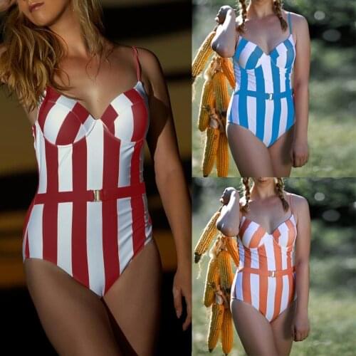 Women 2020 Summer Fashion sexy Swimsuit Push-Up Padded Bra Print Bathing Swimwear Jumpsuit ladies underwire low waist swimwear#W