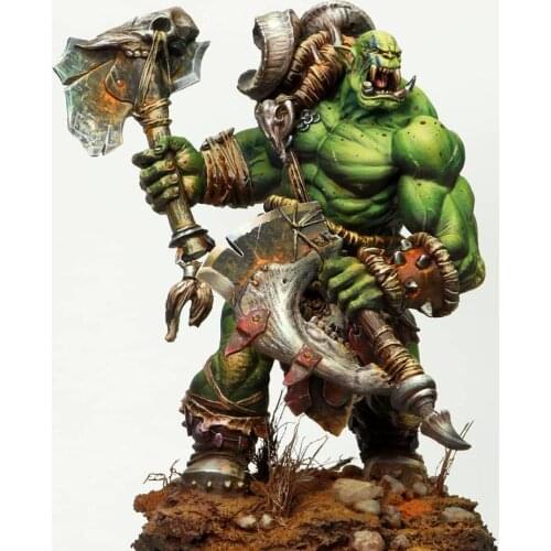 1/24 75MM ancient warrior stand with big base 75MM Resin figure Model kits Miniature gk Unassembly Unpainted