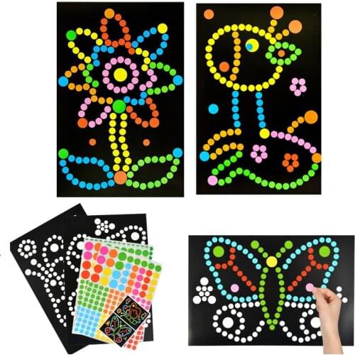 10/15pcs DIY Colorful Dot Primary Mosaic Puzzle Stickers Games DIY Cartoon Animal Learning Education Toys For Children Kids Gift