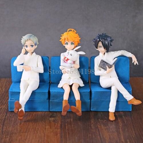 16cm Anime Figure The Promised Neverland Emma Norman Ray Action Figure The Promised Neverland Sitting Figurine Model Doll Gift