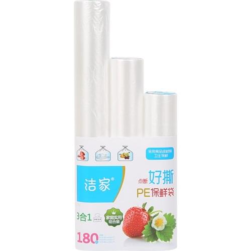 180PCS Packaging Plastic Bags Wrap 3 Roll Kitchen Fresh Keeping Heat Sealer Firm Food Saver Bag Vacuum Food Fruit Storage Bag
