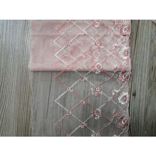 2Yards Polyester Embroidery Lace Fabric Embroidered Floral Orange Mesh Tulle Trims Ribbon Bra Dolls Dress Decor DIY Crafts 21cm