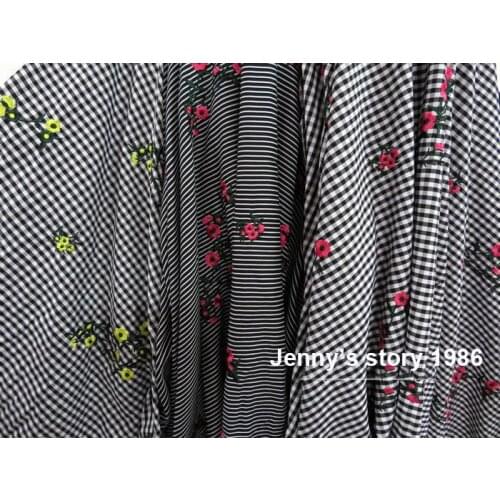 2019 big famous brand fabric cotton embroidered stripe ripstop print fabric for shirt dress and plaid suit cloth