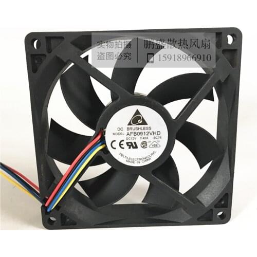 Delta Electronics AFB0912VHD -9C76 DC 12V 0.42A 90x90x20mm 4-wire Server Cooling Fan