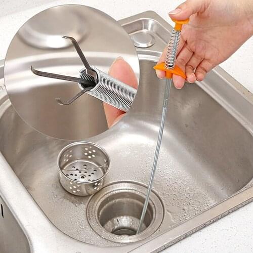 60cm Flexible Sink Claw Pick Up Kitchen Cleaning Tools Drain Snake Drain Cleaner Sticks Clog Remover Household for Kitchen Sink