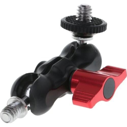 Double Ball Head Shoe Mount Adapter Magic Arm 1/4" Screw Portable GPS Phone LCD Monitor DV Video Light DSLR Camera