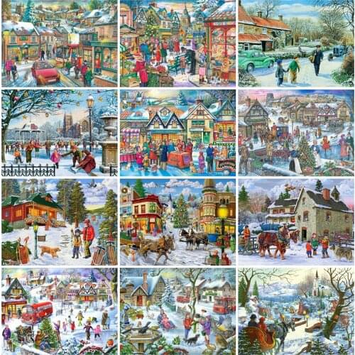 Evershine 5D Diamond Painting House Winter New Arrival Diamond Embroidery Landscape Mosaic Beaded Cross Stitch Handmade Gift