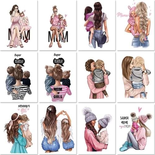 New Super Mom 5D DIY Diamond Painting Cross Stitch Full Square Drill Family Love Embroidery Mosaic Home Room Decor Craft Gift