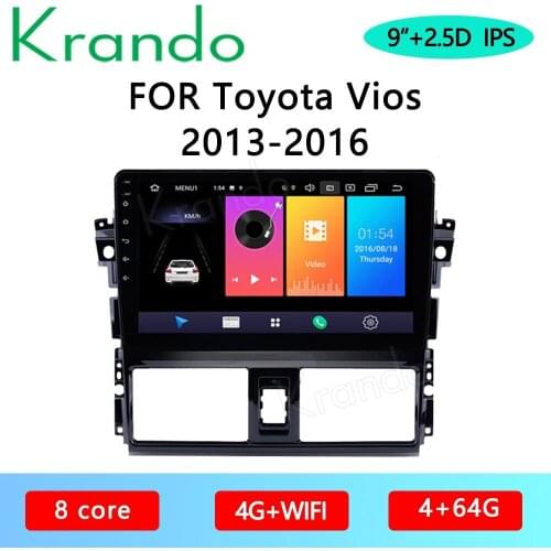 Krando Android 10.0 9" for Toyota Vios 2013-2016 car radio player gps navigation multimedia system