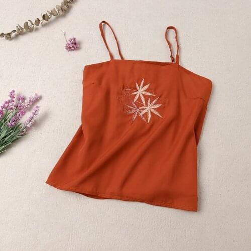 Free shipping style Hanfu bottoming vest national style maple leaf embroidery bra wrap chest elements large Chiffon small sling