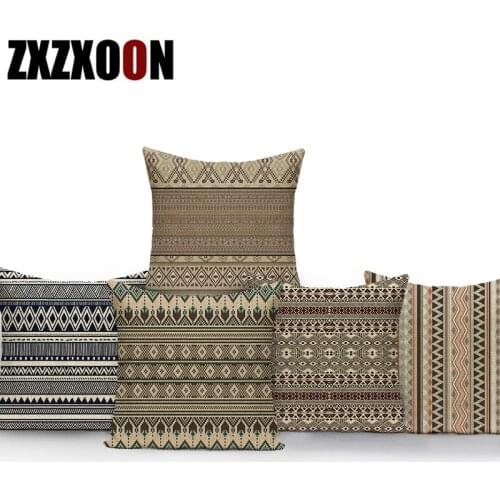 Bohemian Throw Pillows Case Brown Cushions Decorative Linen Comfortable Cover Cushion Geometric Cushion Cover Home Pillowcase