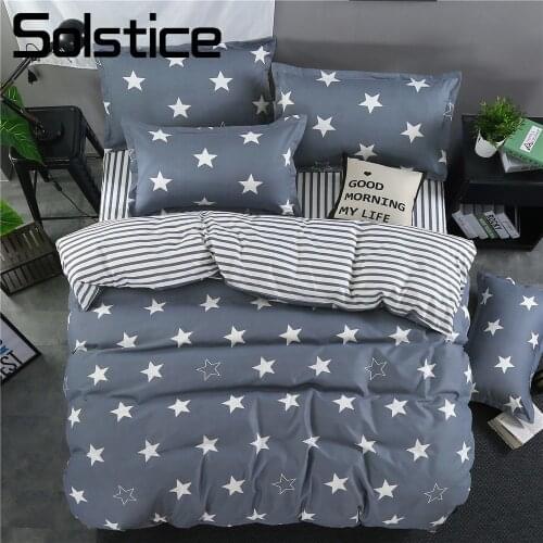 Solstice Home Textile Geometric Pattern Printing Solid Color Simple Fashion Bedding Suit Duvet Cover Pillowcase Bed Sheet 3/4pcs
