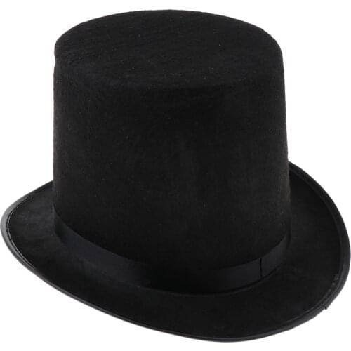 6.7 Inch Black Felt Top Hat Magician Dress Up Hats for Adults Costume Party Hats for Men and Women