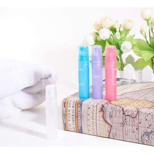 100pcs Frosted Plastic Perfume Bottle Fine Mist Spray Bottle with Atomizer Pumps for Perfume, Essential Oils 5ml 10ml Empty Tube