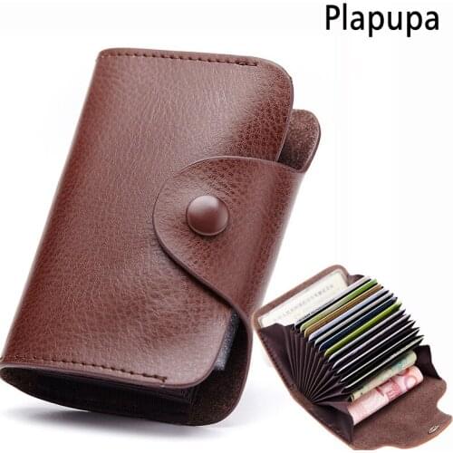 Genuine Leather Isolated Organ ID Card Holder Fashion Candy Color Bank Credit Card ID Wallet Simple Buckle Bag Custom name logo
