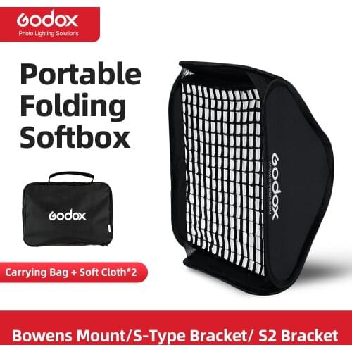 Godox Ajustable Flash Softbox Grid 80cm * 80cm + S type Bracket + Honeycomb Grid Mount Kit for Flash Speedlite Studio Shooting