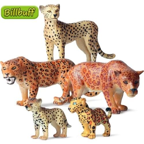 New Simulation Wild Animal PVC Cheetah Cub Model Action Figures Collection Miniature Cognition Educational Toy for children Gift