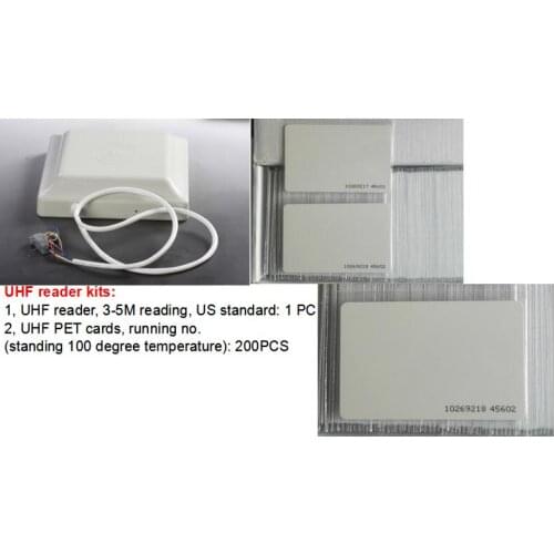 UHF card reader,3-5M reading with US standard+ 200 PCS of UHF PET cards kits